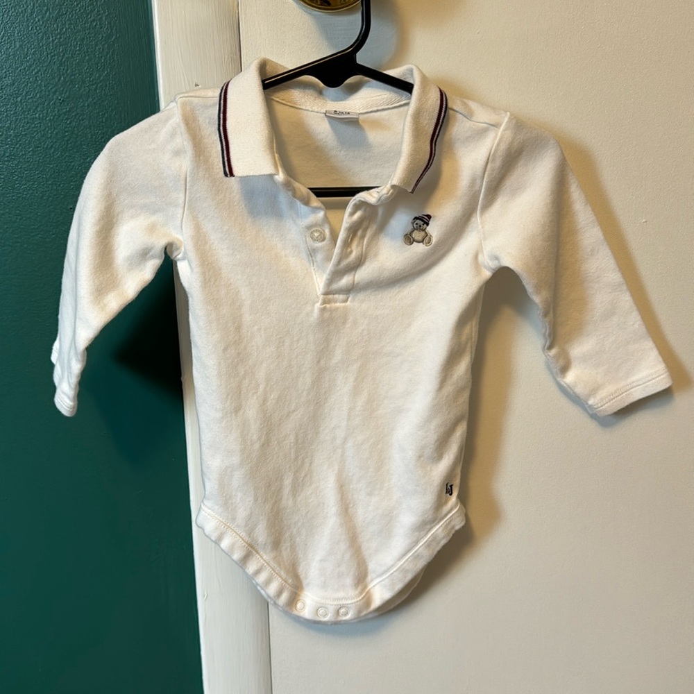Janie and Jack white polo onesie